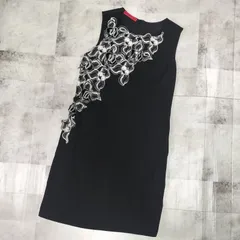 【美品】Vivienne Tam ヴィヴィアンタム 花柄刺繍 立体 ノースリーブワンピース サイズ1 ブラック パワーネット ストレッチ デコルテ 蘭 オケージョン パーティーのサムネイル