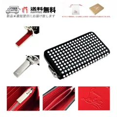 Christian Louboutin クリスチャン ルブタン 財布 PANETTONE WALLET ウォレット スパイク スタッズ イタリア製 新品 ★ ブラック + ホワイト M372..のサムネイル