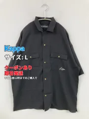 Kappa カッパ シャツ/ブラウス L ブラック バックプリント ブランドロゴ 刺繍 ミドル丈 半袖 オープンカラー メンズのサムネイル