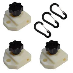 iBeamed カーサイドタープ 取付用 ジョイント カーぴったん タープ を レインガーター に 取付 樹脂製 (ABS白, Ver1 ×３組)のサムネイル
