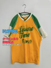 EMPIRE Tシャツ/カットソー イエロー 前面プリント バックプリント ブランドロゴ ロング丈 半袖 Vネック メンズ レディースのサムネイル