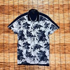 ETRO エトロ ポロシャツ 総柄 花柄 ブラック ホワイト イタリア製 L