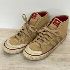 adidas/アディダス ハイカットスニーカー ベージュ×レッド JP24.5cm(US6) 551400 キャンバス シューズ[OI03681]のサムネイル