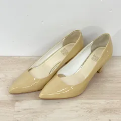 美品 NATURAL BEAUTY ナチュラルビューティー パンプス 23cm ベージュ エナメル B 8850 ポインテッドトゥ 婦人靴 レディース[OI03682]のサムネイル
