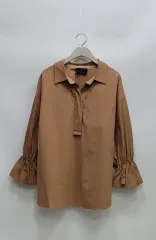 LANVIN ハンサム 랑방 컬렉션 オープン カラー シャーリング ブラウス / レディース 82 ブラウンのサムネイル