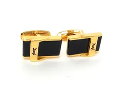 ■美品■ YVESSAINTLAURENT イヴサンローラン ヴィンテージ カフスボタン カフリンクス アクセサリー ゴールド系×ブラック系 DN9730のサムネイル