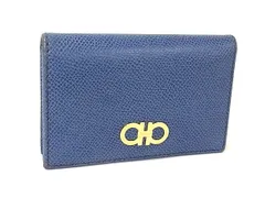 Salvatore Ferragamo フェラガモ ダブルガンチーニ レザー カードケース パスケース 名刺入れ 定期入れ メンズ ブルー系 DN9890のサムネイル