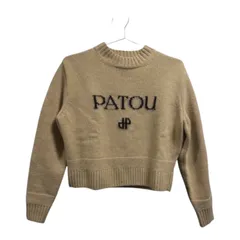 PATOU パトゥ トップス インターシャ クルーネック ニット セーター サステナブルウール＆カシミア カシミヤ レディース KN192 8064 24A-KN192-8064 ビスケット ライトベージュ ラウンドネック ロゴ シンプルのサムネイル