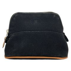 エルメス ポーチ ブラック キャンバス レザー レディース HERMES