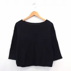 ボンメルスリー BON MERCERIE ニット カットソー プルオーバー ボートネック バックリボン 38 ブラック /ST30のサムネイル