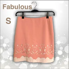 美品　Fabulous　ファビュラス　ダマスク柄　ヒートカット　タイトスカート　くすみピンク　Ｓ　ひざ丈　キレイめ　カジュアル　切り絵　バイカラーのサムネイル