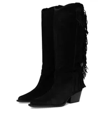 フリーピープル レディース シューズ ブーツ・レインブーツ フリンジ Free People Faith Fringe Western Boots Faded Black Suede ブラックのサムネイル