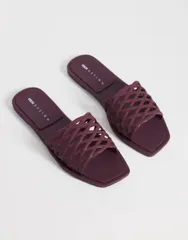 エイソス レディース シューズ サンダル ASOS DESIGN Faris woven jelly flat mules Burgundy バーガンディのサムネイル