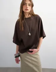 トップショップ レディース トップス Tシャツ Topshop batwing tshirt in dark chocolate Dark chocolate チョコレートのサムネイル