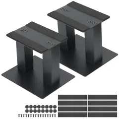 ohbien スピーカースタンド 卓上 2台1組 高さ15cm 天板12.5×16.5cm 耐荷重30kg 鋼製 小型 スピーカー台 共振低減 音質向上 家庭娯楽 録音スタジオ 会議室 作業スタジオ ゲームルームなどのデスクトップ用（ブラック）のサムネイル