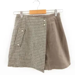 フーズフーチコ who's who Chico キュロット ショートパンツ チェック 茶 *A823のサムネイル