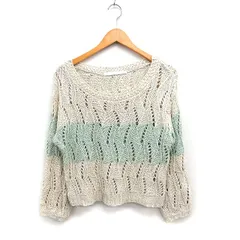 ブラック バイ マウジー BLACK by moussy 透かし編み ニット セーター 長袖 ボートネック アクリル F ベージュ /FT37のサムネイル