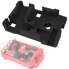 EVA 라이너 Milwaukee Packout 48-22-8435에 대응 - 커스텀 컷 툴 박스 인서트 Gen 3 M12 드릴 드라이버 & 액세서리용 (블랙) pms 00e98466