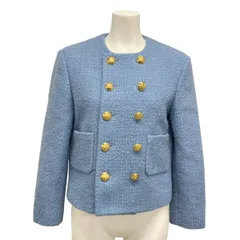 CELINE(セリーヌ) ジャケット サイズ36 S レディース - 2V83C739P ライトブルー ツイード/ダブル/ノーカラー/春/秋 リネン、ウールのサムネイル