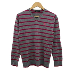 Burberry Black Label(バーバリーブラックレーベル) 長袖セーター サイズ2 M メンズ美品  - グレー×ボルドー Vネック/ボーダーのサムネイル