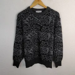 STUDIO by INTERMEZZO スタジオバイインターメッツォ クルーネックニット 総柄 ブラック L メンズ 古着 レトロ クラシックのサムネイル