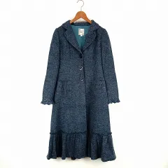 ナネットレポー nanette lepore ウール混 ロング コート 4 青 ブルー系のサムネイル