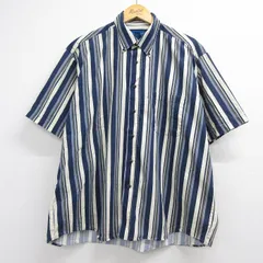 XL/古着 タウンクラフト 半袖 シャツ メンズ 90年代 90s 大きいサイズ コットン ボタンダウン ネイビー ストライプ【spe】 26jun12のサムネイル