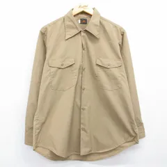 L/古着 リー Lee 長袖 ワーク シャツ メンズ 70年代 70s USA製 ベージュ【spe】 26jun12のサムネイル