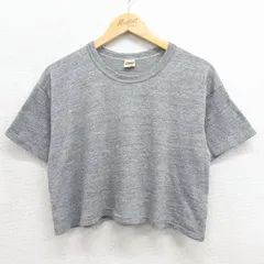 古着 ラッセル 半袖 ビンテージ Tシャツ レディース 70年代 70s 無地 ショート丈 クルーネック USA製 グレー 霜降り【spe】 26jun12のサムネイル