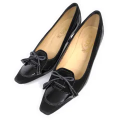 TOD'S トッズ パンプス 36.5 スエード×エナメル リボン ステッチのサムネイル