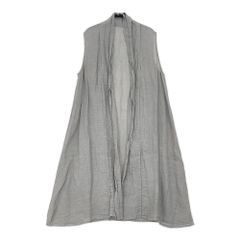 evam eva エヴァムエヴァ リネン ロングベスト ジレ ブルー 麻100