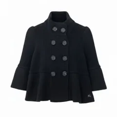81g4 BURBERRY LONDON BLUE LABEL バーバリーロンドン ブルーレーベル ハイネック ニットジャケット ダブルブレスト ホース刺繡 サイズ38 ブラック レディース 女性用o07tのサムネイル