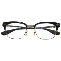 CHROME HEARTS (クロムハーツ) BONENNOISSEUR II テンプルCHクロス ハーフリム アイウェア 眼鏡 メガネ 度入り ブラック/ゴールドのサムネイル