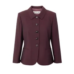 50g4 Christian Dior クリスチャンディオール ロングスリーブ シャツジャケット モヘア混 ワインレッド レディース 女性用o07tのサムネイル
