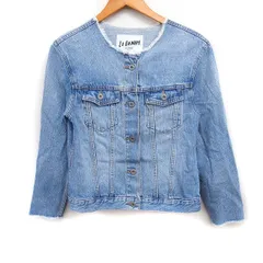 スローブ イエナ SLOBE IENA LE DENIM デニム ノーカラー ジャケット 切りっぱなし 38 ブルー 青 /FT7のサムネイル