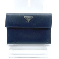PRADA プラダ サフィアーノ 三角ロゴ ネイビー レザー 三つ折り財布