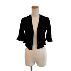 ピエールカルダン Pierre Cardin カーディガン フリル ボレロ ショート丈 ニット 透け感切替 M 黒 ブラック /MZ ■ECF006のサムネイル