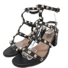 ヴァレンティノ ガラヴァーニ VALENTINO GARAVANI ロックスタッズ ストラップ サンダル ミュール チャンキーヒール 34 黒 ブラック ■IBO100のサムネイル