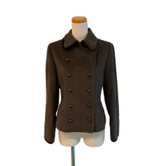コムサデモード COMME CA DU MODE ピーコート ショートコート アンゴラ混 ウール 絹 ダブル 11 焦茶 ダークブラウン /MZ ■ECF006のサムネイル