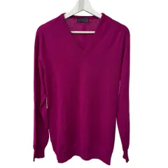 バーニーズニューヨーク BARNEYS NEW YORK ニット セーター 長袖 エクストラファイン メリノウール Vネック 52 洋紅 マゼンタ /MZ ■ECF006のサムネイル