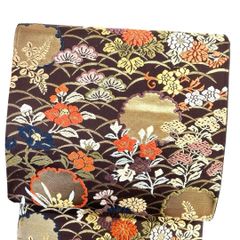 帯9409 ○高級 正絹 六通 袋帯 花文 華文 - メルカリ