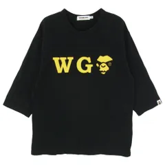 A BATHING APE アベイシングエイプ マッドエイプ WG ロゴ アップリケ ワッペン Tシャツ 七分袖 フットボール カットソー ブラック系 M【中古】のサムネイル