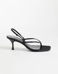 マンゴ レディース シューズ サンダル ヒール Mango strappy toe post heeled sandals Black ブラックのサムネイル