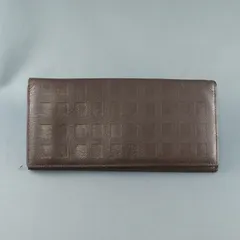 DAKS ダックス 財布 Checker emboss チェッカーエンボス USED品 長財布 ウォレット ダークブラウン 小銭入れあり レザー X0092のサムネイル
