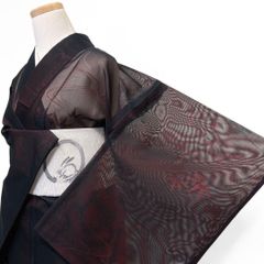 R8SK781 小紋 紗 夏物 薄物 風通織 ピンク 紺 しつけ糸 シルク 着物