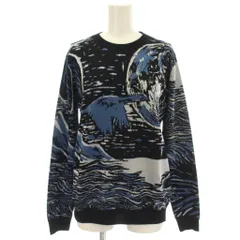 ポールスミス PAUL SMITH ニット ラメ 長袖 総柄 セーター M 黒 ブルー シルバー KRPPBW0702 /☆G19のサムネイル