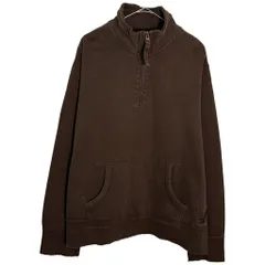 American Eagle アメリカンイーグル ダメージ加工 ハーフジップ スウェット ブラウン(メンズ XL)中古 古着 Y5040のサムネイル