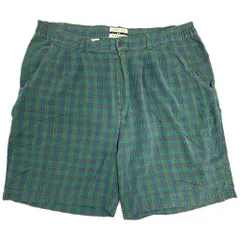 00年代 REVIEW BY BAXTER シアサッカー ショートパンツ チェック グリーン(メンズ 36)中古 古着 Y5119