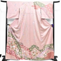 未着用 夏用 羅 名古屋帯 手組み 松葉仕立て 亀甲 菱 白地 着物 052b