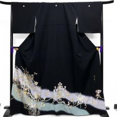 黒留袖 寿峰 作家もの 金彩 華紋 シャンデリア 花模様 着物 063bのサムネイル